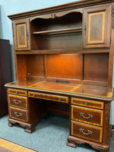Load image into Gallery viewer, R700 3Pc 32”x 68” Cherry Carved Used Desk w/2 Files/Credenza/Hutch $1499.98 - 1 Only