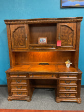 Load image into Gallery viewer, R2888 24”x 72” Oak Carved Used Credenza w/Hutch/2 Files $799.98 - 1 Only