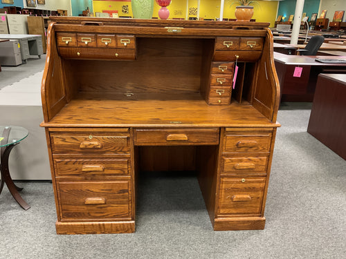 R67 32”x 54” Oak Rolltop Used Desk $549.98 - 1 Only
