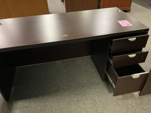 R606 30”x 66” Espresso Used Desk w/1 File - 1 Only
