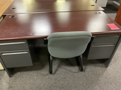 R4502 30”x 66” Mahogany/Gray Metal Used Desk w2 Files $299.98 - 1 Only