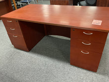 Load image into Gallery viewer, R6608 36”x 71” Cherry Used Desk w/2 Files $249.98 - 1 Only
