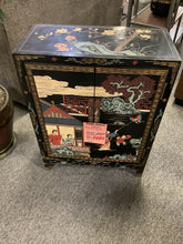 Load image into Gallery viewer, R2840 Ebony Etched Oriental Used Storage Cabinet $249.98 - 1 Only