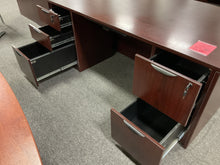 Load image into Gallery viewer, R603 42”x 71” MHG Lam Bow Front Used Desk w/2 Files $499.98 - 1 Only