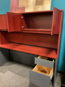 R791 20”x 72” Cherry/Gray Used Credenza Desk w/1 File $199.98 - 1 Only