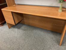 Load image into Gallery viewer, R613 30”x 66” Oak Lam. Used Desk w/1 File/Credenza/Hutch $249.98 - 1 Only