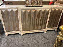 Load image into Gallery viewer, R3891 72” Antique White/Gold Crackel Used Storage Credenza $399.99 - 1 Only