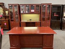 Load image into Gallery viewer, R500 5Pc Cherry Used Desk/Credenza/Hutch/2-Storage Lateral Files $899.95