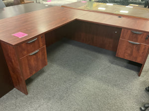 R794 36”x 71” Cherry Lam L-Shaped Used Desk w/2 Files $649.98 - 1 Only