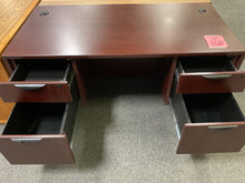 Load image into Gallery viewer, R73 30”x 60” Mahogany Lam Used Desk w/2 Files $299.98