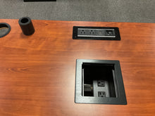Load image into Gallery viewer, R9908 30”x 48” Cherry/Blk Lam Power Adjustable Used Desk $349.98