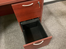 Load image into Gallery viewer, R9919 30”x 72” Cherry L-Shaped Used Desk w/Hutch/1 File $249.98 - 1 Only