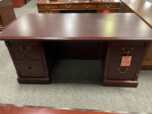 Load image into Gallery viewer, R9904 36”x 72” Mahogany Executive Used Desk W/2 Files $599.98 - 1 Only