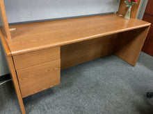 Load image into Gallery viewer, R613 30”x 66” Oak Used Desk w/1 File/Credenza/Hutch $249.98 - 1 Only