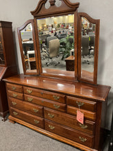 Load image into Gallery viewer, R4002 Brown Cherry Used Storage Dresser/Tri Fold Mirror/ 2 Nightstands $999.95