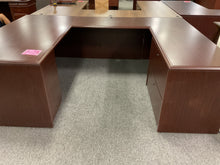 Load image into Gallery viewer, R49 36”x 72” Mahogany U-Shaped Used Desk $299.98 - 1 Only