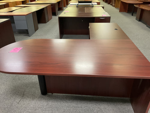 R5504 30”x 72” Mahogany Bullet L-Shaped Used Desk w/1 File $299.98 - 1 Only