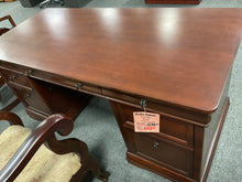 Load image into Gallery viewer, R6101 30”x 66” Mahogany Executive Used Desk w/2 Files $649.98
