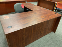Load image into Gallery viewer, R9015 Cherry Lam L-Shaped Used Desk w/2 Files $649.98 - 1 Only