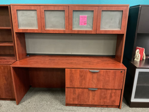 R923 24”x 71” Cherry Lam. Used Credenza Desk w/Lateral File $249.98 - 1 Only