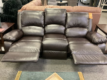 Load image into Gallery viewer, R4006 78” Black/Brown Faux Leather Dual Reclining Used Sofa $249.98 - 1 Only