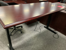 Load image into Gallery viewer, R9992 30”x 66” Mahogany Power Adjustable Used Desk $499.98 - 1 Only