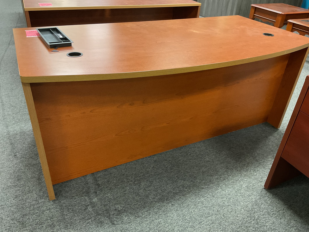 R81 36”x 72” Cherry Lam Bow Front Used Desk w/1 File $149.98 - 1 Only