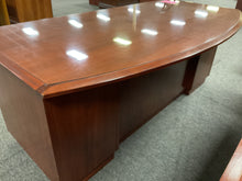 Load image into Gallery viewer, R915 36”x 72” Cherry Bow Front Used Desk w/2 Files $249.98