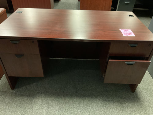 R792 30”x 60” Mahogany Used Desk w/2 Files $199.98 - 1 Only