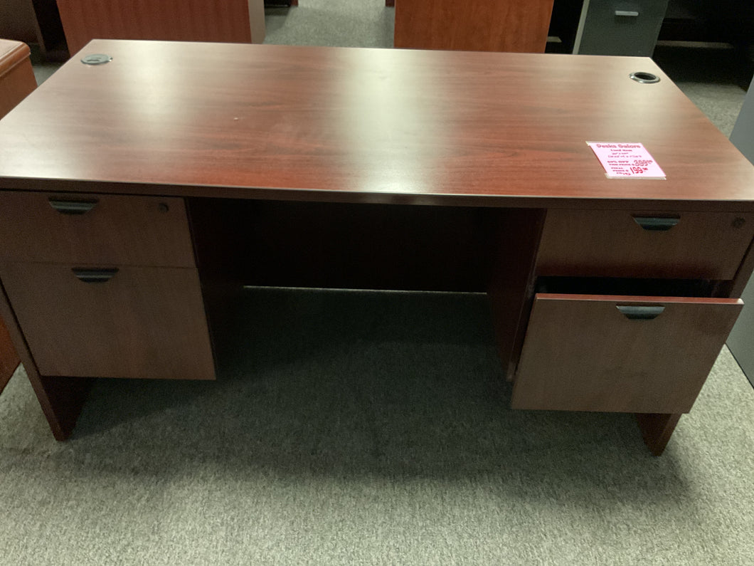 R792 30”x 60” Mahogany Used Desk w/2 Files $199.98 - 1 Only