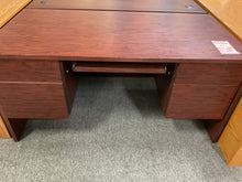 Load image into Gallery viewer, R1600 30”x 60” Mahogany Lam Used Desk w/2 Files/Keyboard Tray $299.98 - 1 Only