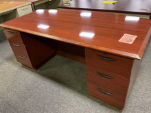 Load image into Gallery viewer, R7007 36”x 72” Cherry Bowfront Used Desk w/2 Files $299.98 - 1 Only