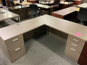 R6701 30”x 72” Gray L-Shaped Used Desk w/2 Files $749.98 - 1 Only