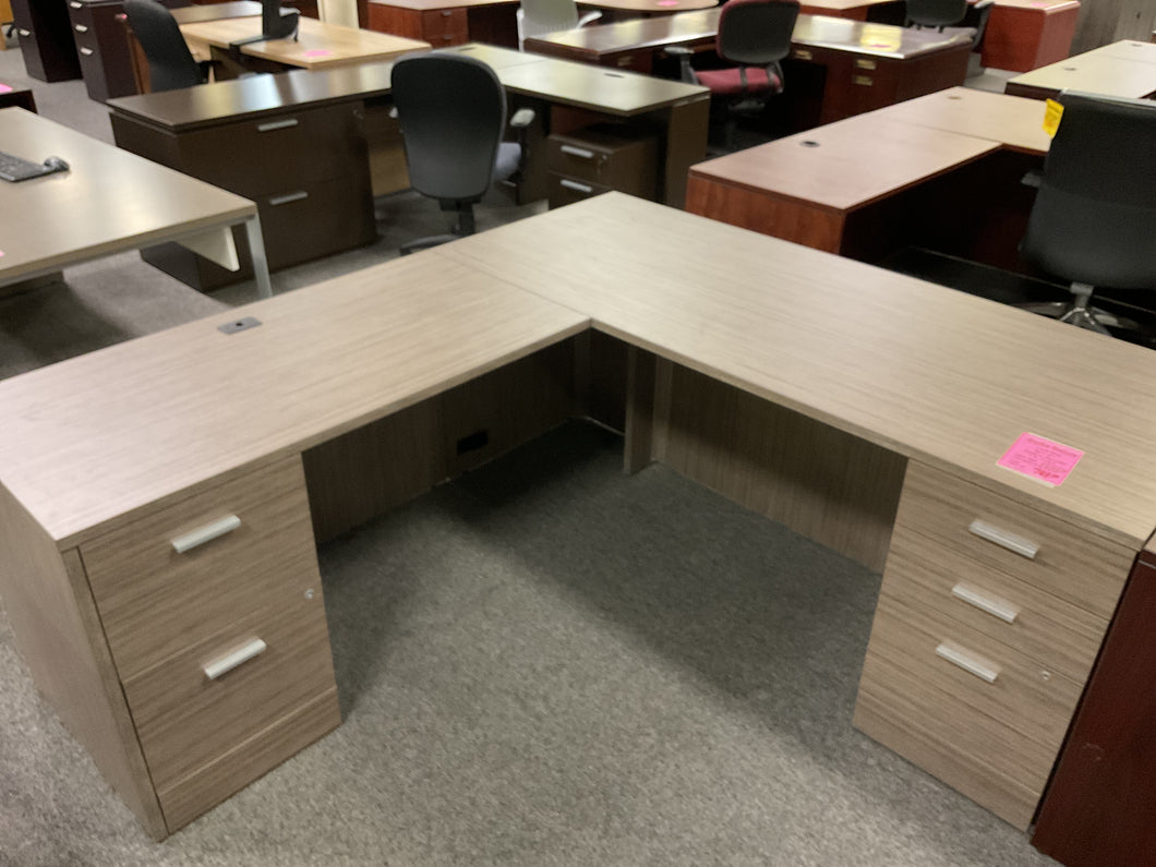 R6701 30”x 72” Gray L-Shaped Used Desk w/2 Files $749.98 - 1 Only