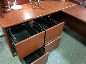 R8896 36”x 72” Cherry U-shaped Used Desk w/2 Files/Hutch $399.98 - 1 Only