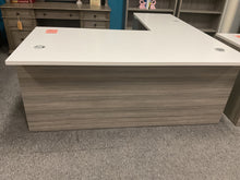 Load image into Gallery viewer, R9901 36”x 71” x 81” White/Gray Lam L-Shaped Used Desk w/2 Files $599.98 - 1 Only
