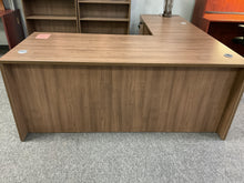 Load image into Gallery viewer, R1877 36”x 72” Brown Lam L-Shaped Used Desk w/2 Files $399.98 - 1 Only
