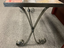Load image into Gallery viewer, R1226 22”x 56”x 30” Slate Tile/Metal Base Used Console Table $349.95