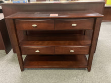Load image into Gallery viewer, R6707 18”x 48” Mahogany Used Storage Console $49.98 - 1 Only