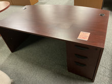 Load image into Gallery viewer, R5715 41”x 71” Mahogany Lam Bowfront Used Desk w/1 File $349.98 - 1 Only