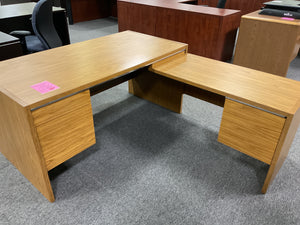 R773 30”x 60” Oak L- Shaped Used Desk w/2 Files $199.98 - 1 Only