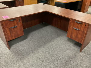 R7703 36”x 72” Cherry Lam L-shaped Used Desk w/2 Files $499.98 - 1 Only