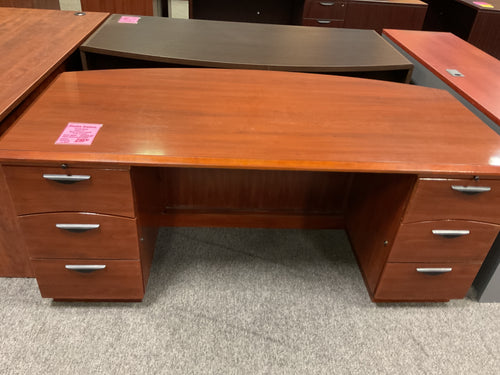 R651 36”x 71” Cherry Bow Front Used Desk w/2 files $299.98 - 1 Only
