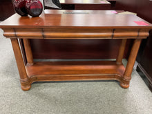Load image into Gallery viewer, R3371 20”x 60” Cherry Console Used Table w/Storage Drawers $149.98 - 1 Only
