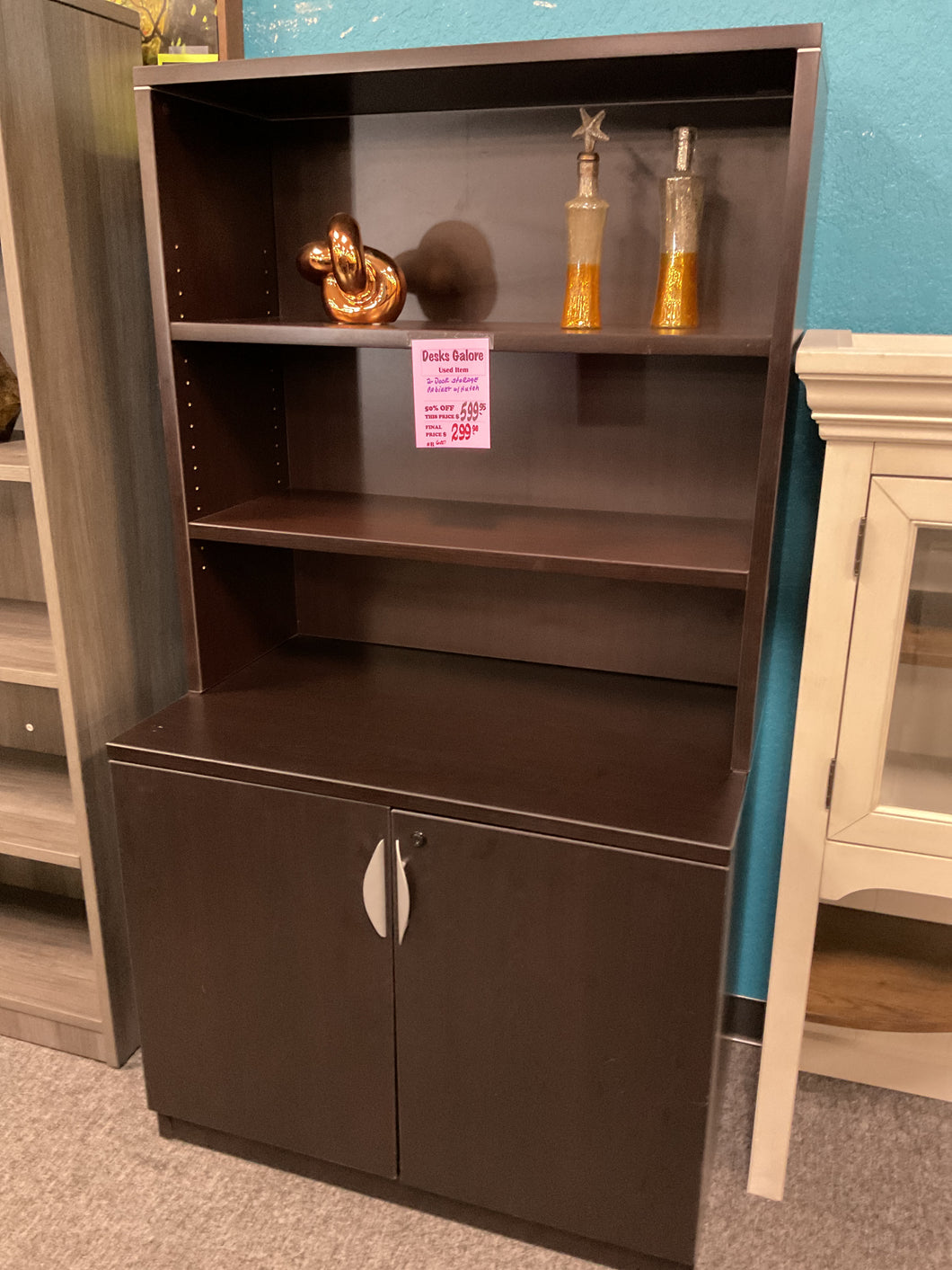 R600 36” Espresso Used Storage Cabinet w/Hutch $299.98 - 1 Only