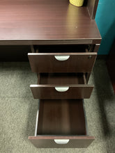 Load image into Gallery viewer, B604 24”x 71” Espresso Used Credenza Desk w/Hutch/2 Files $549.98