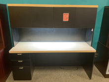 Load image into Gallery viewer, R8007 24”x 71” Maple/Black Used Credenza Desk w/1 File $349.98