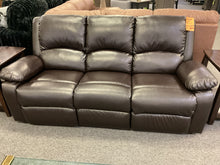 Load image into Gallery viewer, R4006 78” Black/Brown Faux Leather Dual Reclining Used Sofa $249.98 - 1 Only