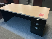 Load image into Gallery viewer, R9914 30”x 71” Maple /Black Used Desk w/1 File $299.98 - 1 Only