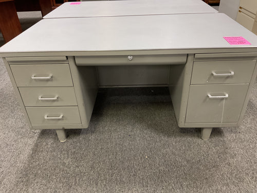 R1275 30”x 60” Gray Metal “Tank” Used Desk w/2 Files $499.98